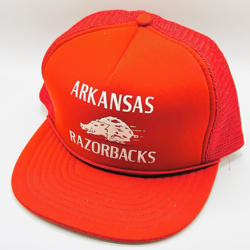 Arkansas Razorbacks NCAA Vintage Logo Foam Rope Trucker Hat Cap Snapback Red